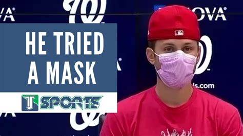 Trea Turner tries out cold-weather field mask during Tuesday workout - YouTube