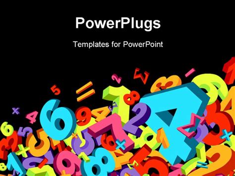 PowerPoint Template: Jumble of numbers and math signs in various colors on black background (1137)