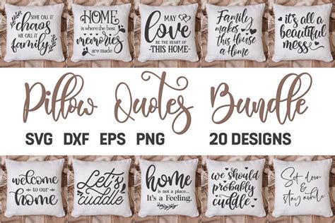 Pillow Quotes Bundle, Home Svg, Family Quotes, Svg Bundle (514704) | SVGs | Design Bundles in ...