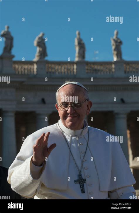 Vatican City. Pope Francis waves from the papamobile during his ...