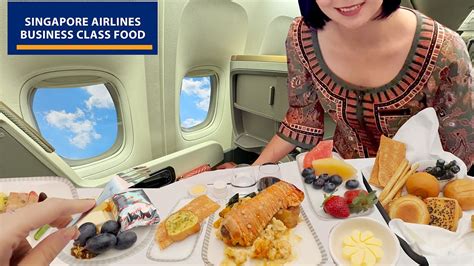 Singapore Airlines Business Class Food review - YouTube