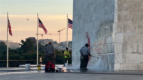 DC: Washington Monument Vandalized With Red Paint, Profanity – NBC4 ...