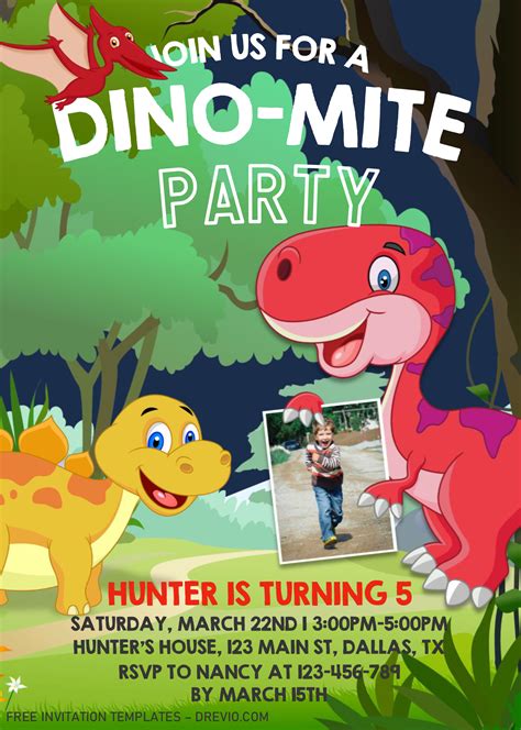 Editable Dinosaur Birthday Invitations Templates Free