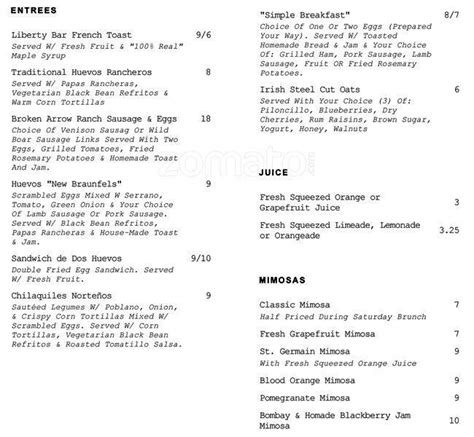 Liberty Bar Menu, Menu for Liberty Bar, King William, San Antonio - Urbanspoon/Zomato