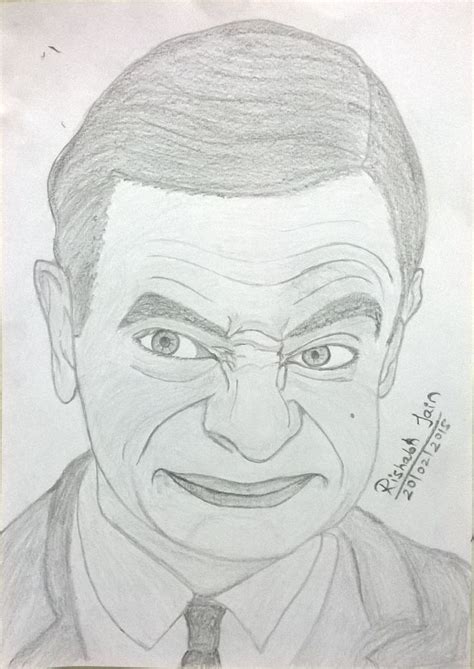 pencil sketch of rowan atkinson- Mr, Bean