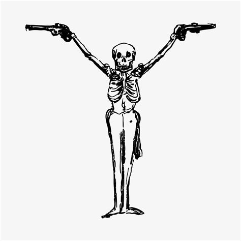 Skeleton holding guns illustration vector | Premium Vector Illustration ...