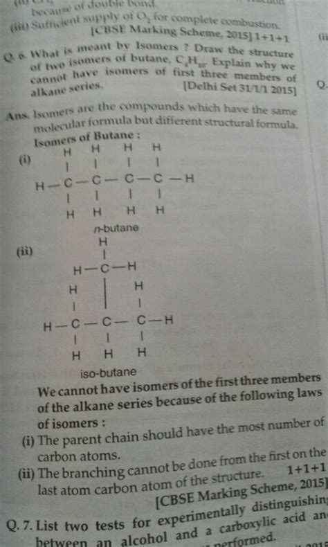 why structural isomers not possible for propane - Science - Carbon and its Compounds - 11145177 ...