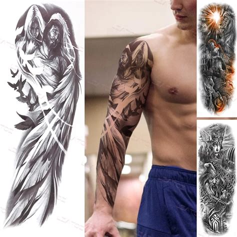 Jesus-Christ-Wing-Temporary-Tattoo-Arm-Sleeve-For-Men-Women-Adult-Fake ...