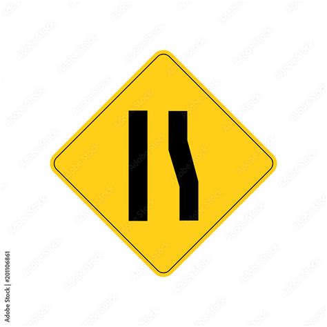 USA traffic road signs. right lane ends ahead. vector illustration ...