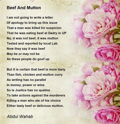 Beef And Mutton - Beef And Mutton Poem by Abdul Wahab