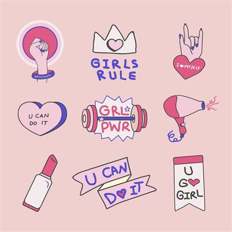 Pink girl power collection vectors | Premium Vector - rawpixel