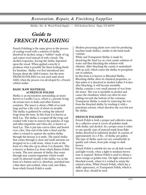 Guide To French Polishing | PDF | Textiles | Varnish