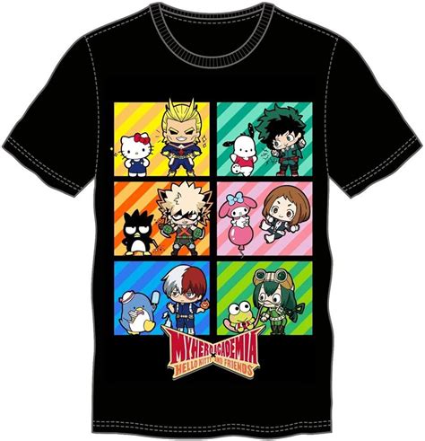 Amazon.com: Mens Hello Kitty Friends & My Hero Academia Black Graphic Tee: Clothing