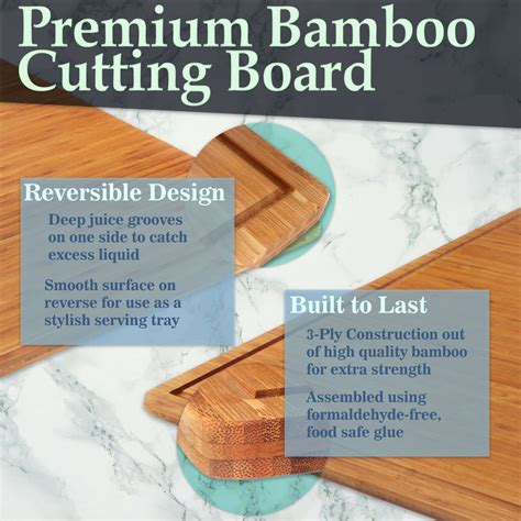 Premium Bamboo Wooden Cutting Board 17.25 X - Etsy