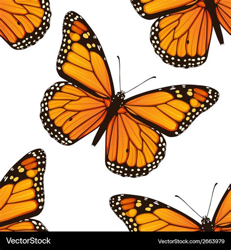 Seamless pattern with monarch butterflies Vector Image