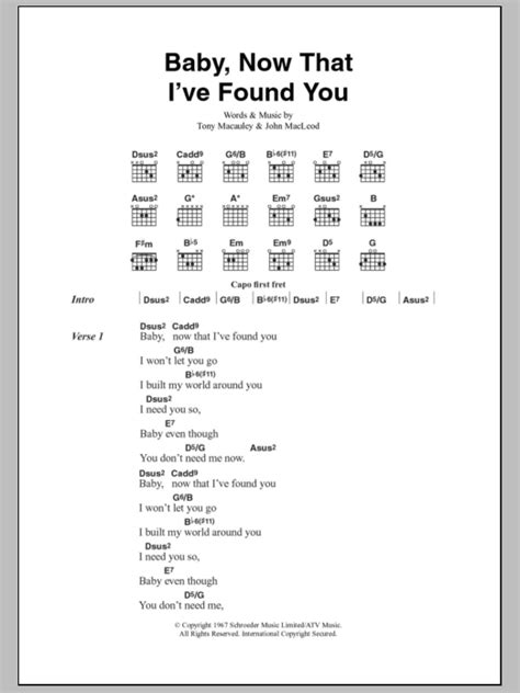 Baby, Now That I've Found You by The Foundations Sheet Music for Guitar Chords/Lyrics at Sheet ...