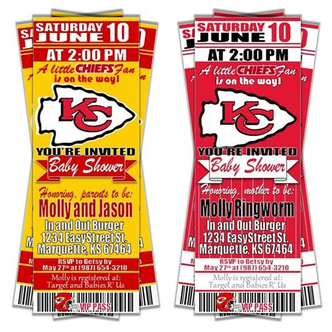 Kansas City Chiefs KC Football Ticket Baby Shower Invite