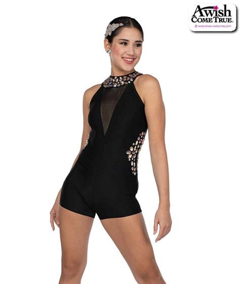 Quality, Affordable - Jewelled Black Acro Dance Costume