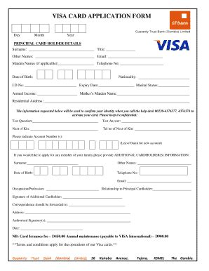 Visa Card Application Form - Fill and Sign Printable Template Online