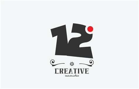 grey 12 number logo icon design with red dot. Creative template for ...