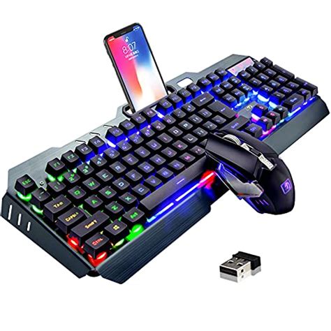 Wireless Gaming Keyboard and Mouse,Rainbow Backlit Rechargeable ...