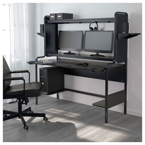 IKEA FREDDE Computer work station Computer Desk With Hutch, Computer ...