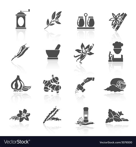 Spices icons black Royalty Free Vector Image - VectorStock