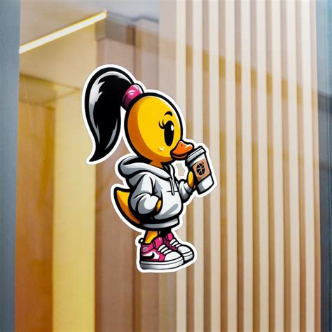 Rubber Duck Coffee Drinker Sticker, Kiss-cut Vinyl Decals, Duck Car Decal, Cool Rubber Duck ...