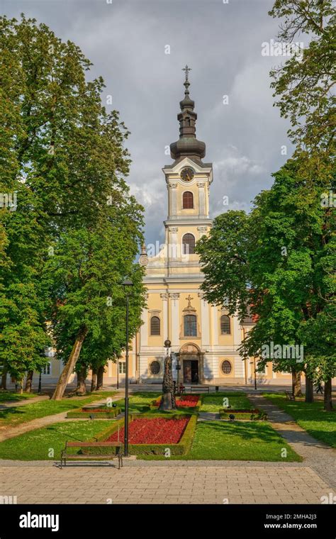 Bjelovar Cathedral of Teresa of Avila view from the central park Stock Photo - Alamy