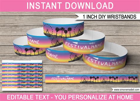 Coachella Party Printable Wristbands | Printable Party Decorations