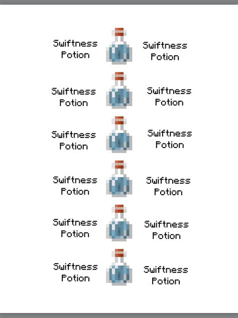 Minecraft Party free printable Swiftness Potion I placed these around ...