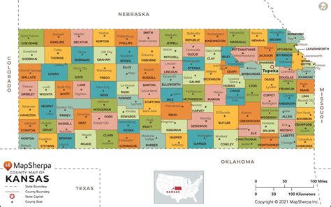 Kansas Counties Map by MapSherpa - The Map Shop