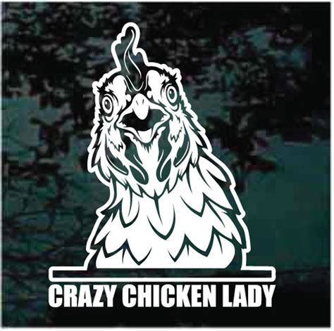 Crazy Chicken Lady Chicken Peeking Car Decals & Stickers | Decal Junky