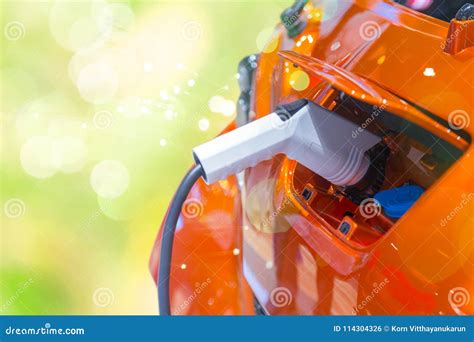 Green Power EV Car or Electric Car Battery Charging Stock Photo - Image ...