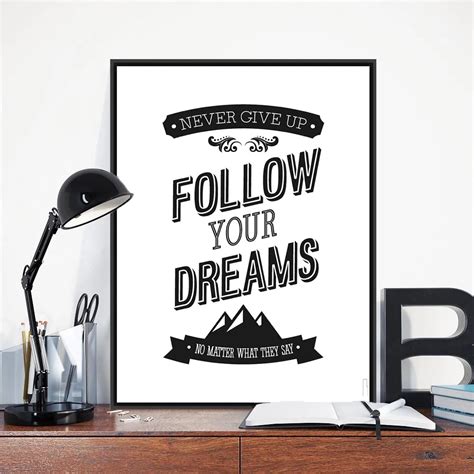 Modern Minimalist Black White Motivational Typography Life Quotes A4 ...