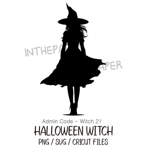 Halloween Witch Face | SVG, PNG, Black silhouette, line art, - Inspire ...