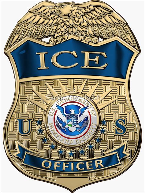 "U.S. Immigration and Customs Enforcement - ICE Officer Badge over White Leather" Sticker for ...