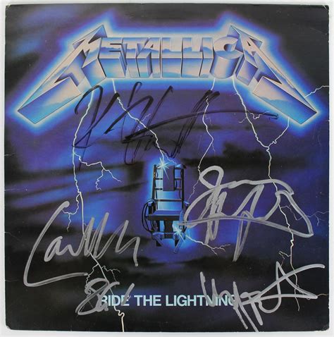 Lot Detail - Metallica Group Signed "Ride The Lightning" Record Album Cover with Cliff Burton ...