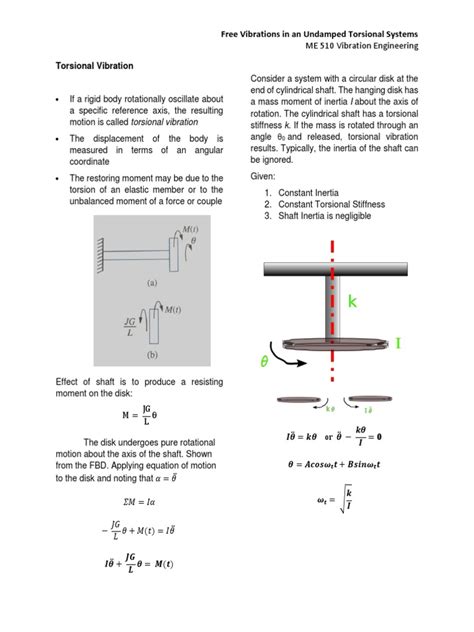 Torsional Vibration Handouts | Rotation Around A Fixed Axis | Applied ...