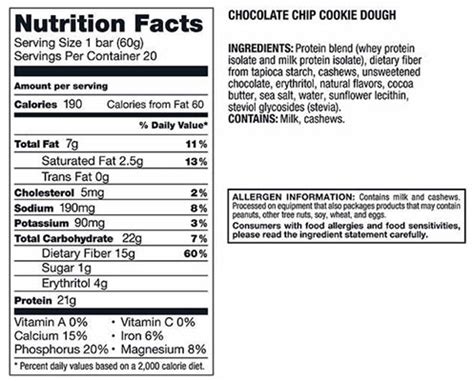 Kirkland Protein Bars Nutrition Facts - Nutrition Pics