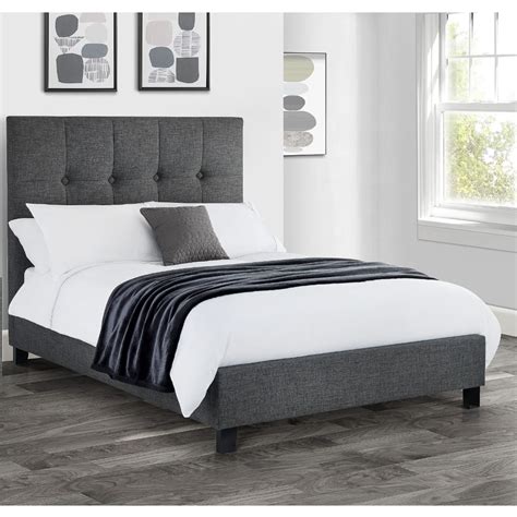 Sorrento Slate Grey Fabric Bed Frame - 4ft6 Double