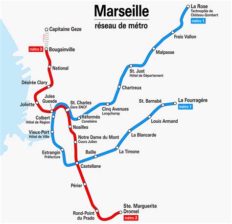 Marseille metro map, France