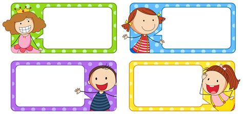 Label designs with boy and girl 373785 Vector Art at Vecteezy