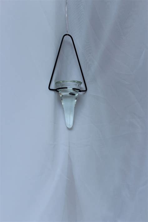 cone shaped glass hanging tealight holder with black metal hanger Tea Light Holder Hanging, Tea ...