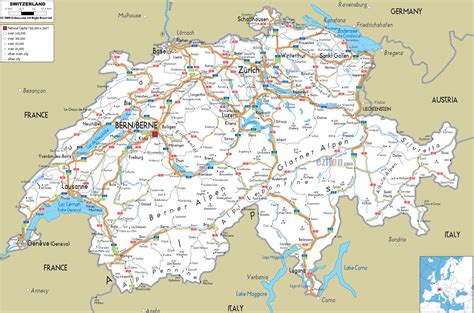 Detailed Clear Large Road Map of Switzerland - Ezilon Maps