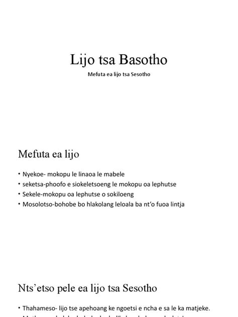 Lijo Tsa Basotho | PDF