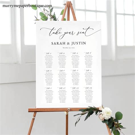 Wedding Seating Chart Template Printable