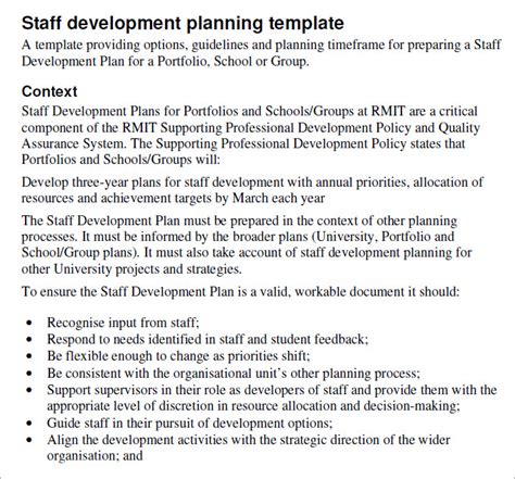 5+ Staff Development Plan Templates - Development Plan Template