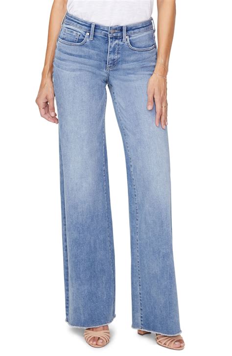 NYDJ Teresa Fray Hem Wide Leg Jeans (Regular & Petite) | Nordstrom in 2021 | Wide leg denim ...