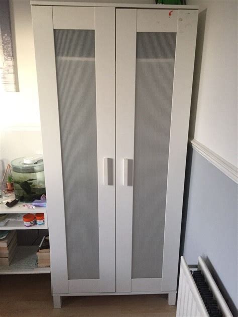 White Ikea single wardrobe with frosted front panes | in Chaddesden, Derbyshire | Gumtree